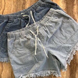 NWithoutTag-Set of 2-Womens XXL Lightweight Shorts-Elastic Waist-Light Blue/Blue